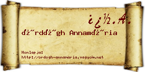 Ördögh Annamária névjegykártya